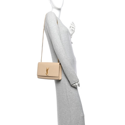 Saint Laurent Grain De Poudre Medium Monogram Kate Satchel Dark Beige 2 of 15