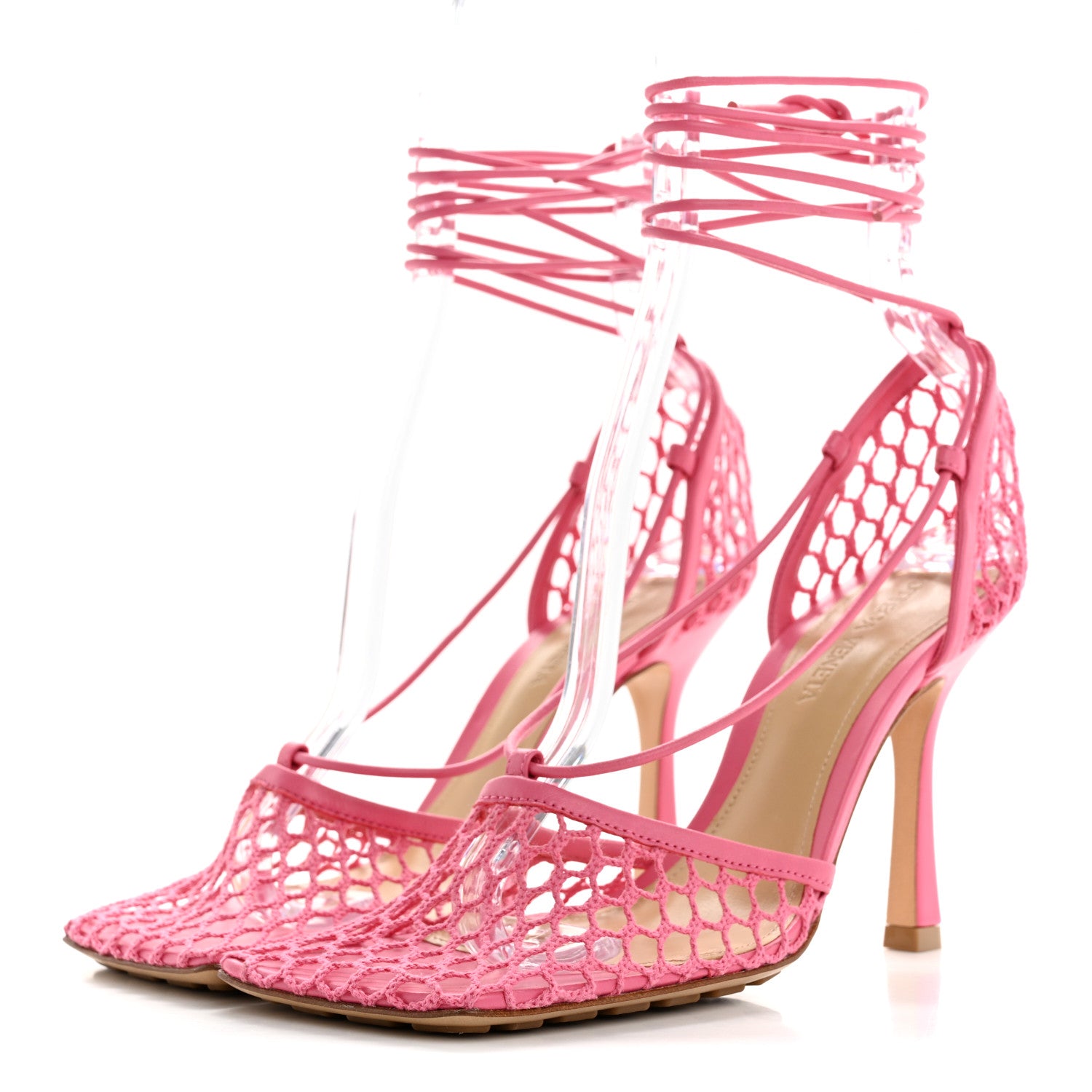 Bottega Veneta Mesh Nappa Stretch Ankle Tie 90mm Sandals 37 Azalea 4 of 9