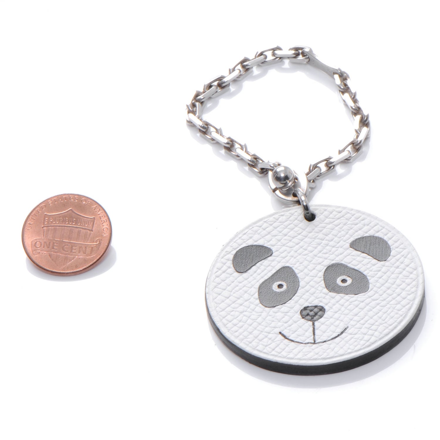 Hermes Epsom Panda Key Chain Bag Charm Noir and Blanc 2 of 6