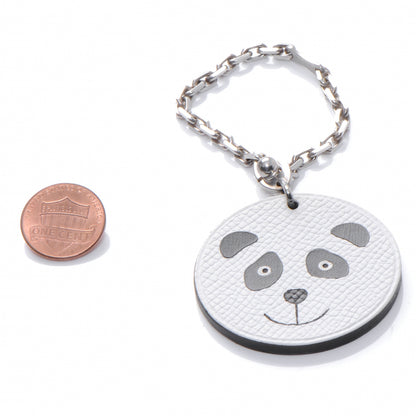 Hermes Epsom Panda Key Chain Bag Charm Noir and Blanc 2 of 6