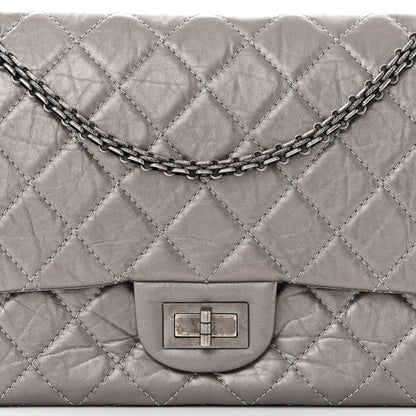Chanel Metallic Aged Calfskin Quilted 2.55 Reissue 227 Flap Argent Fonce 8 of 10