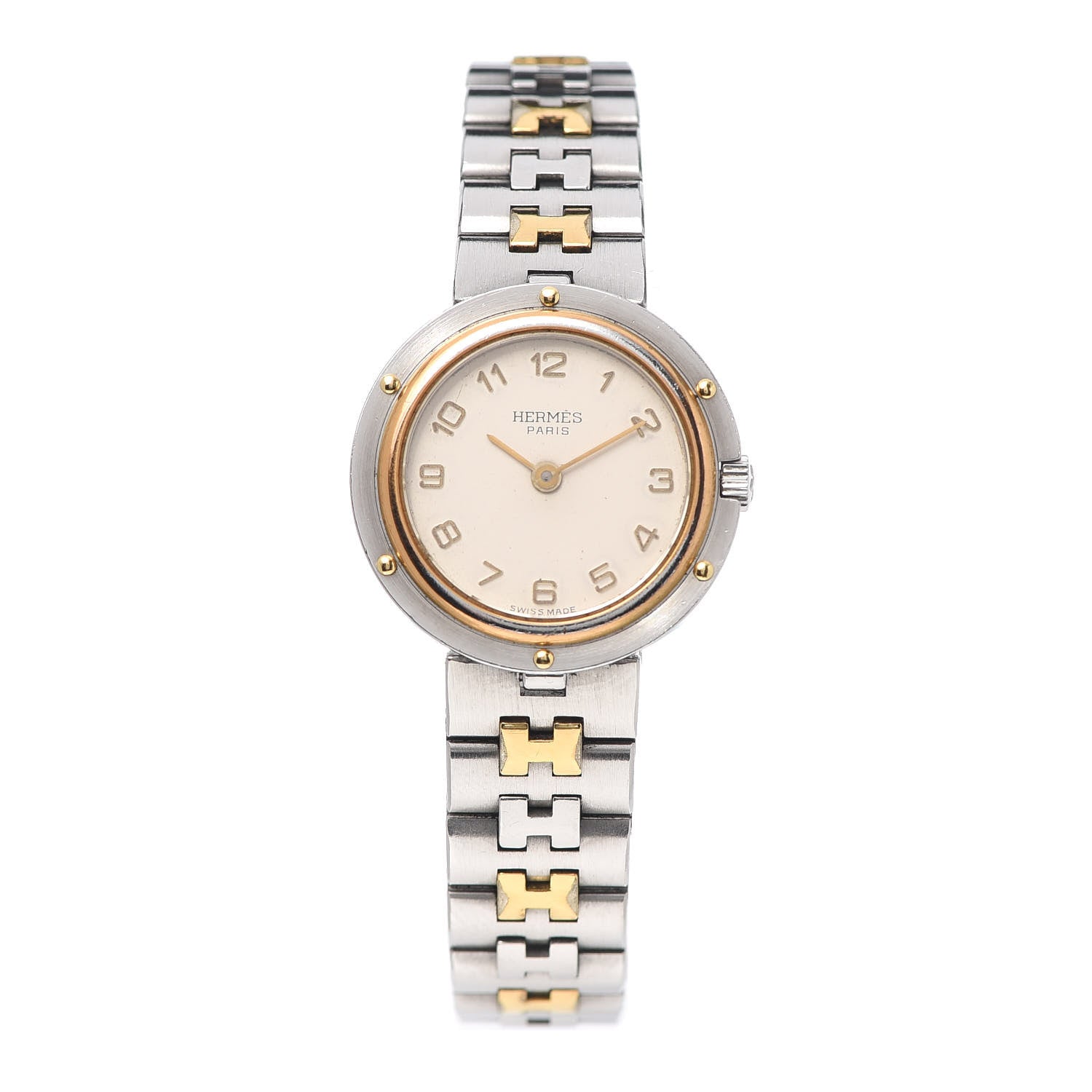 Hermes Stainless Steel 24mm Clipper Quartz Watch Gold 1 of 4
