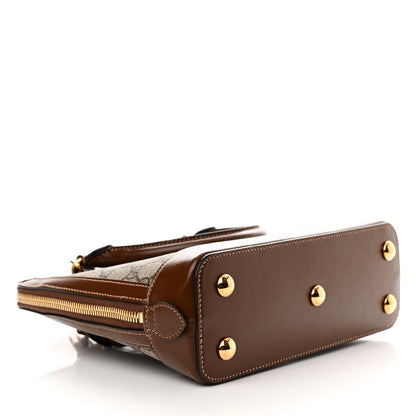 Gucci GG Supreme Monogram Azalea Calfskin Small Horsebit 1955 Top Handle Bag Beige Ebony Brown Sugar 8 of 11