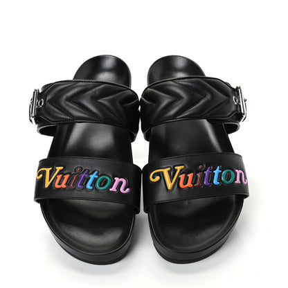 Louis Vuitton Calfskin New Wave Bom Dia Mule Sandals 38 Black 5 of 10