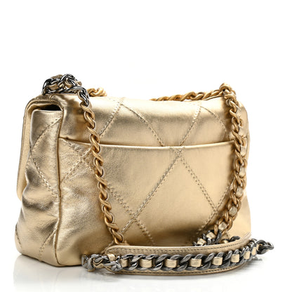 Chanel Metallic Lambskin Stitched Medium Chanel 19 Flap Gold 3 of 11