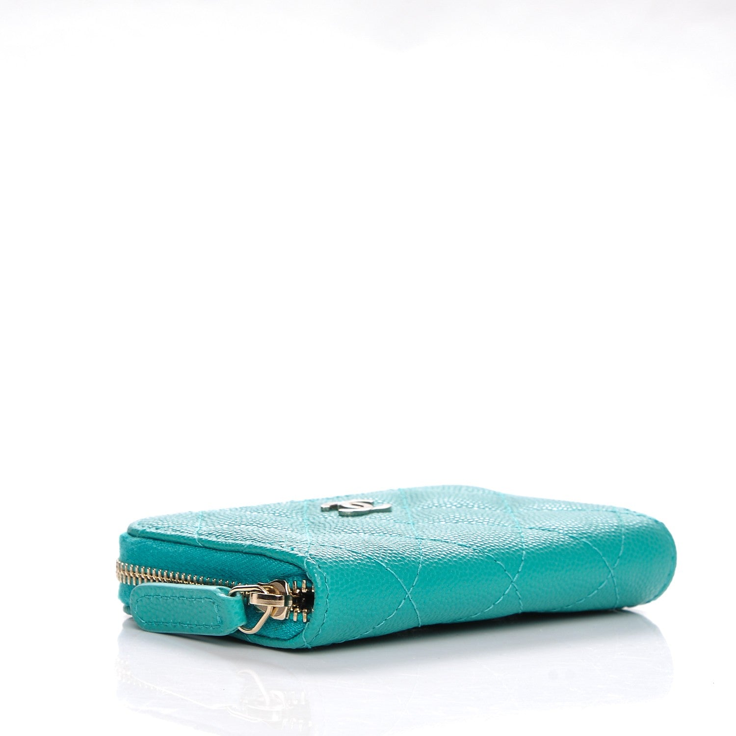 Chanel Caviar Quilted Zip Coin Purse Turquoise 4 of 8