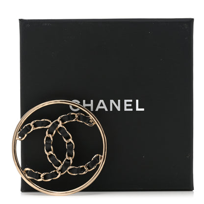 Chanel Lambskin Chain CC Round Brooch Black Gold 5 of 5