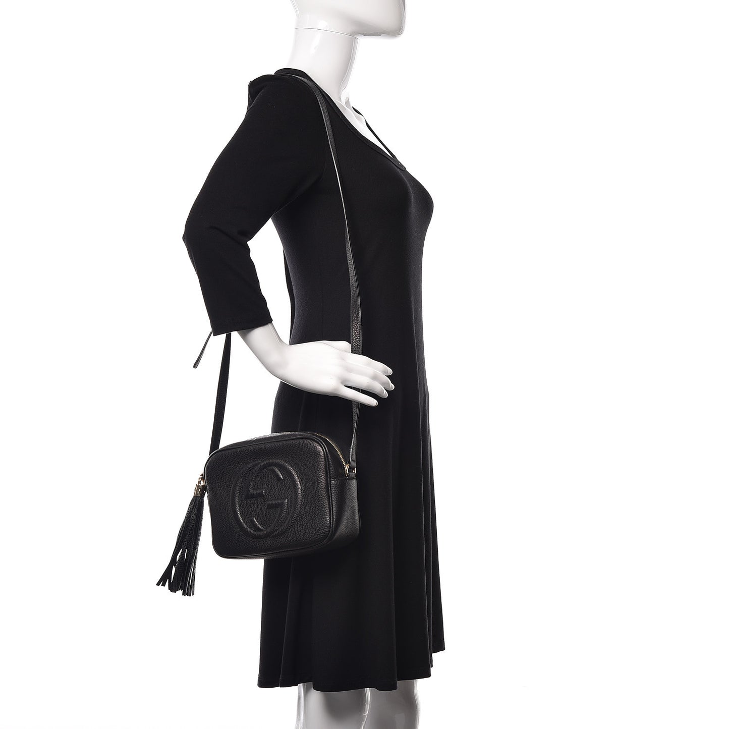 Pebbled Calfskin Small Soho Disco Bag Black