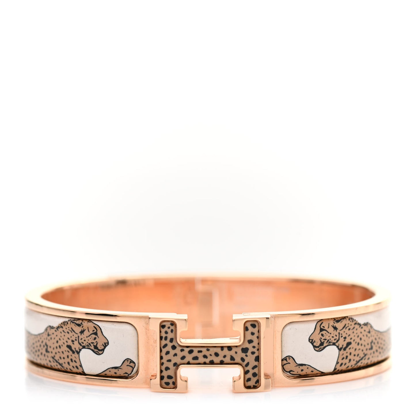 Enamel Narrow Print Guepards Clic Clac H Bracelet PM Sable