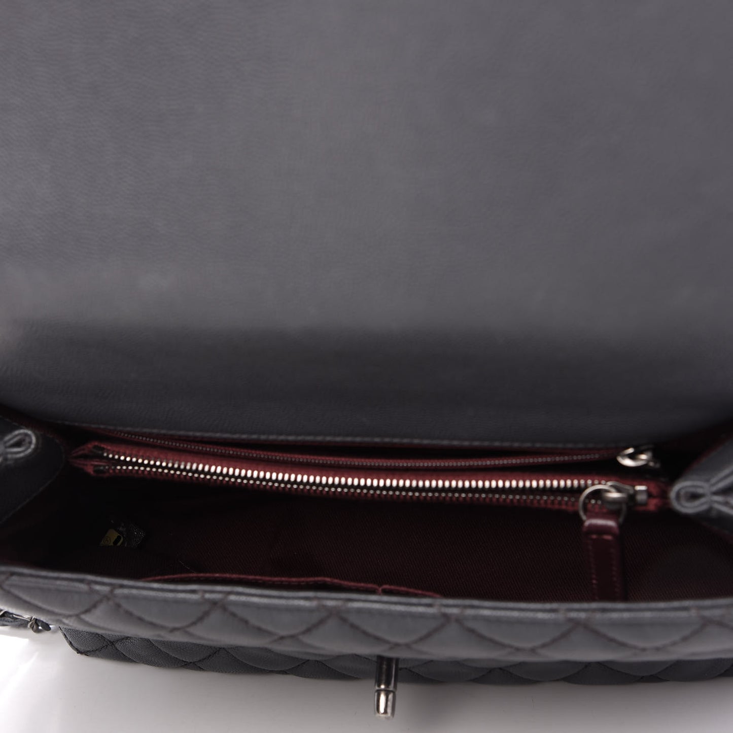 Caviar Quilted Small Coco Handle Flap Gray