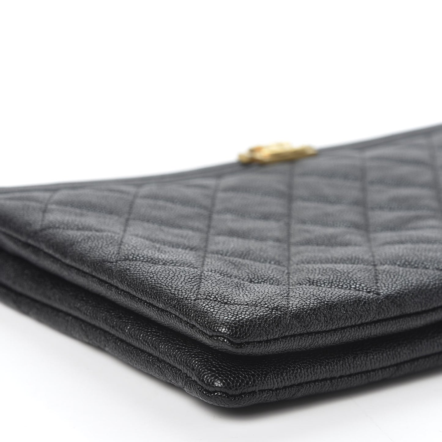 Caviar Quilted Small Zipped Boy Pouch Black
