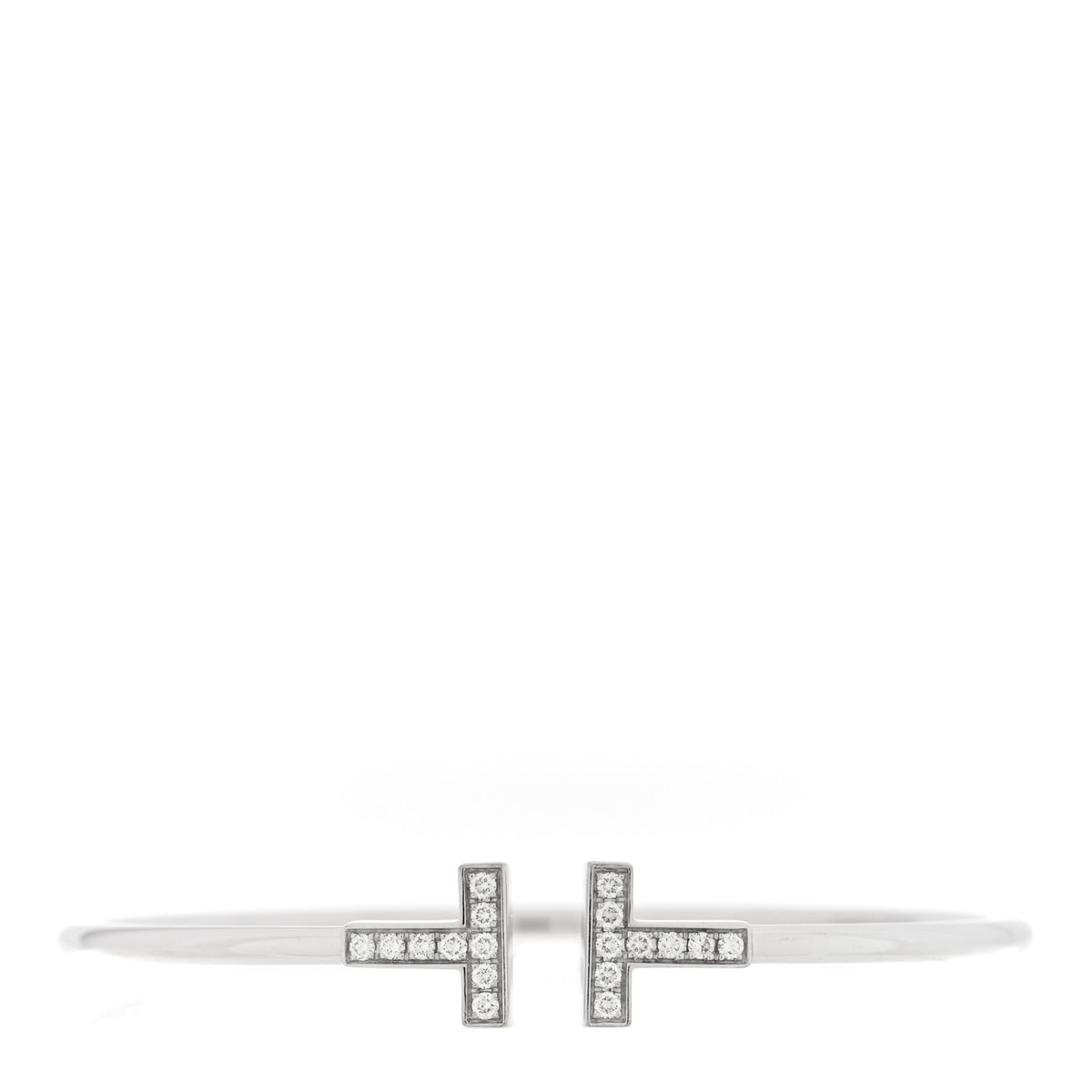 18K White Gold Diamond T Wire Bracelet