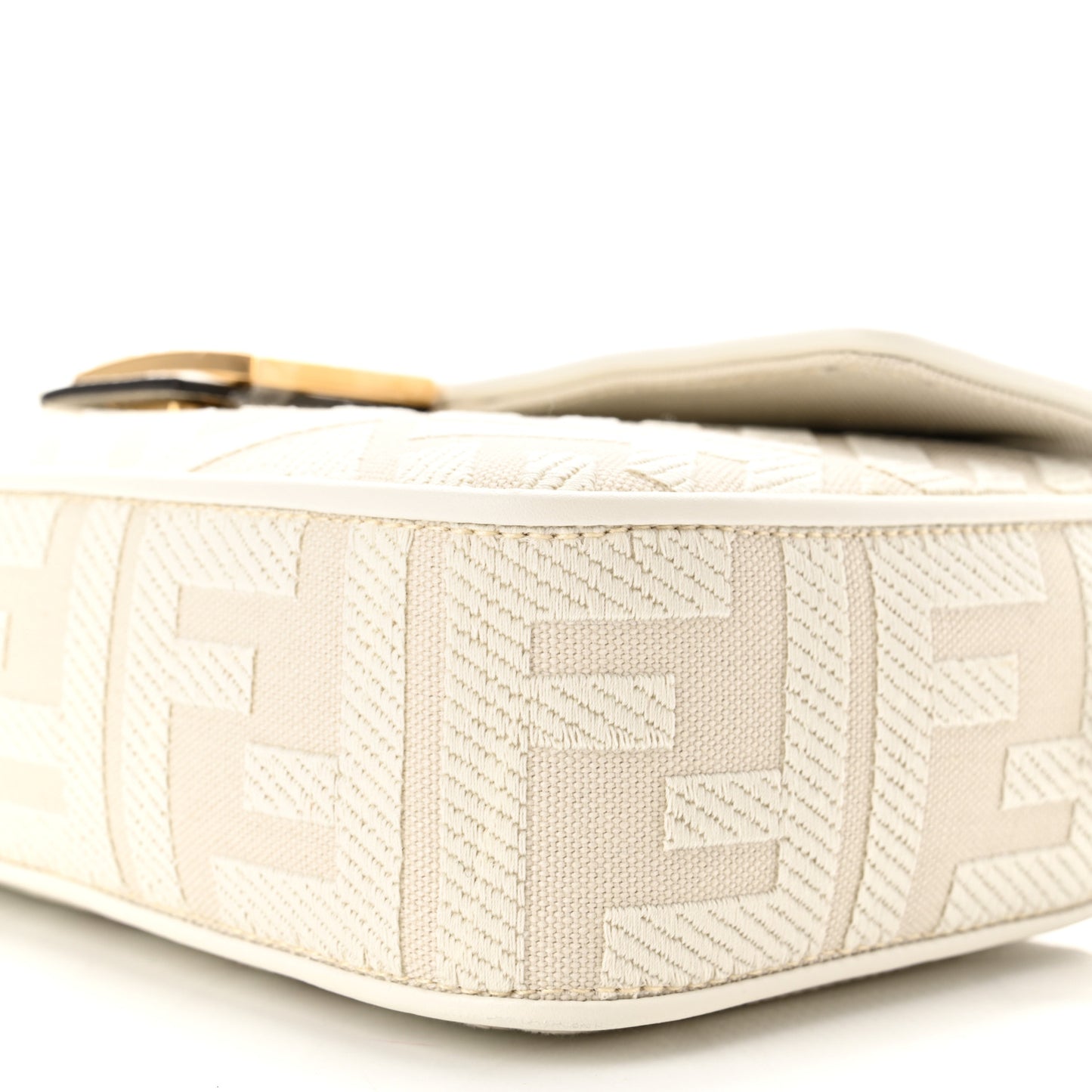 Canvas Vitello King Extra Strap FF Embroidered Baguette White Ice