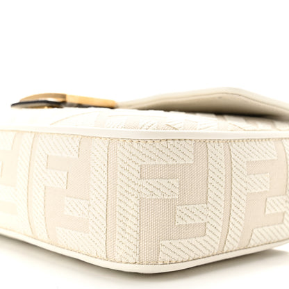 Fendi Canvas Vitello King Extra Strap FF Embroidered Baguette White Ice 10 of 11
