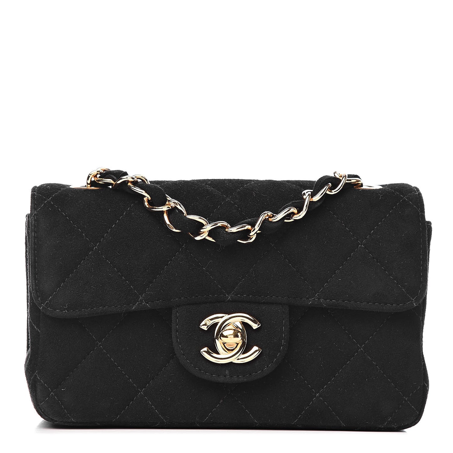 Velvet Quilted Extra Mini Rectangular Flap Black