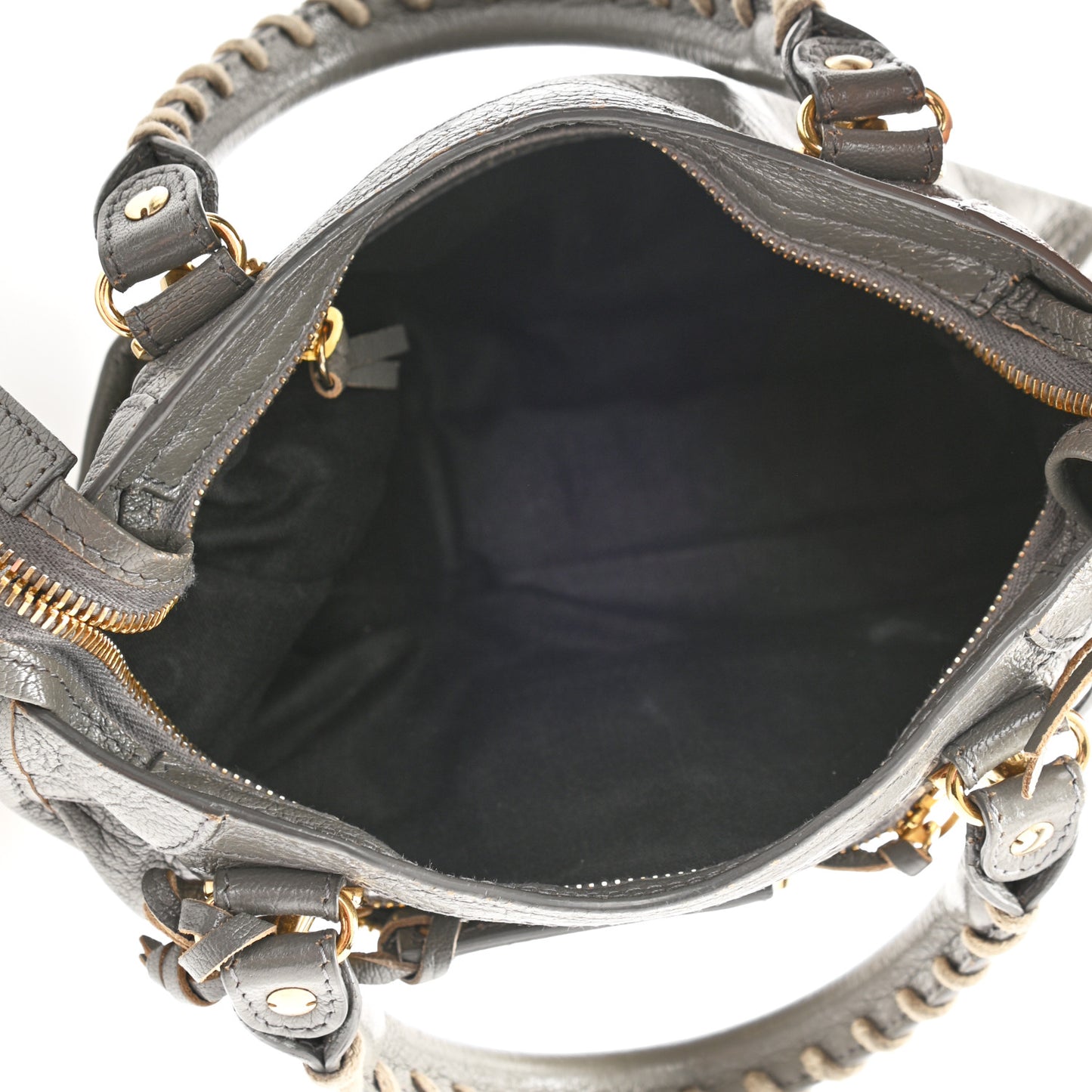 Chevre Gold Metallic Edge Hardware Mini City Gris Acier