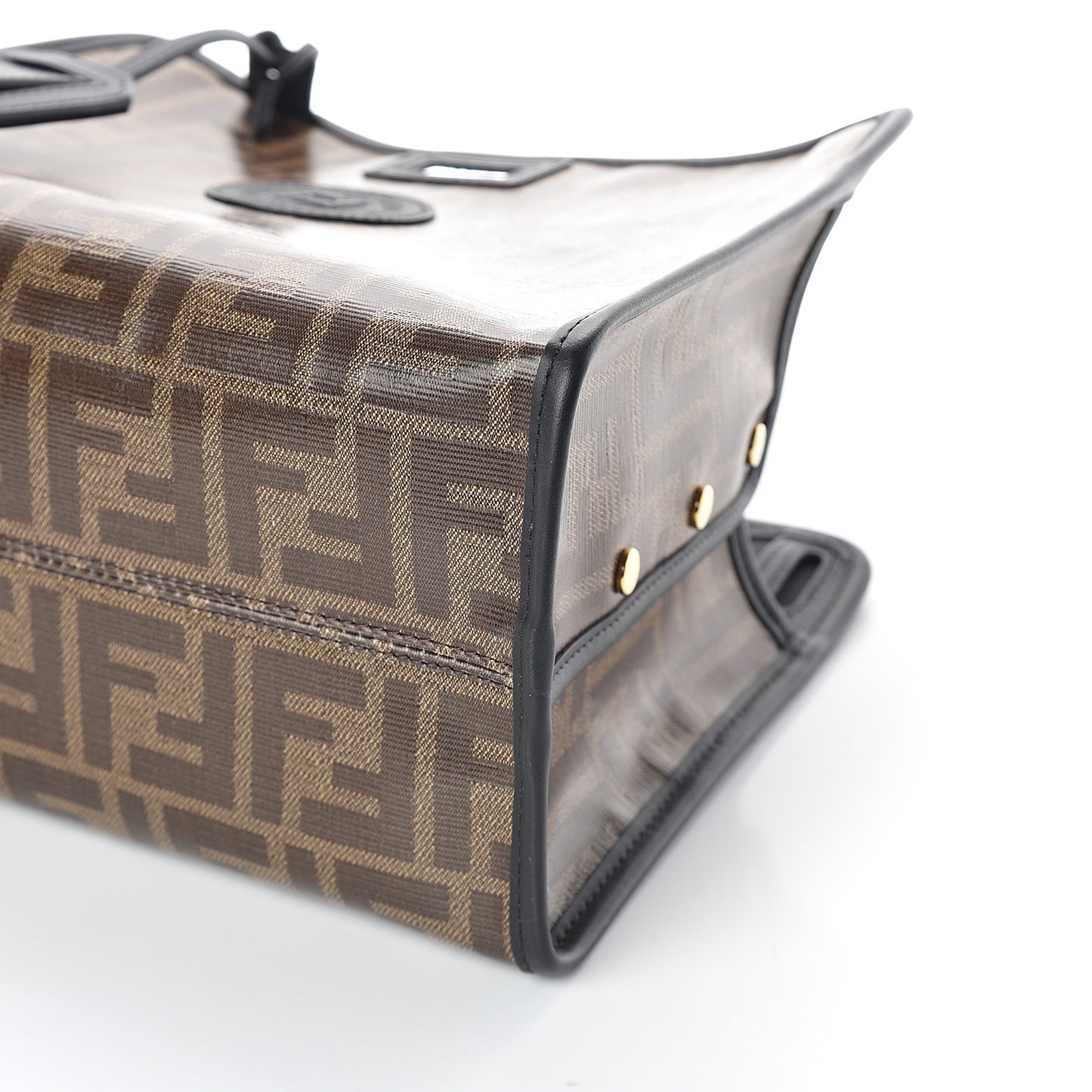 Glazed Fabric Vitello Century FF 1974 Stamp Patch Mini Peekaboo Defender Cover Mogano Panna Black