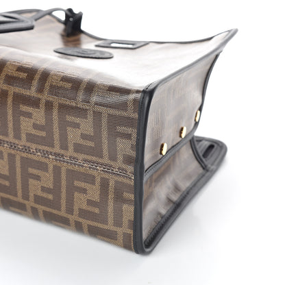 Fendi Glazed Fabric Vitello Century FF 1974 Stamp Patch Mini Peekaboo Defender Cover Mogano Panna Black 7 of 7