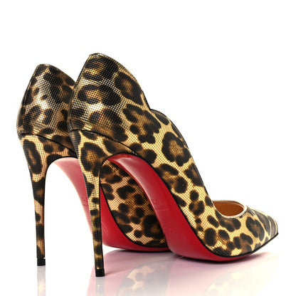 Christian Louboutin Calfskin Coin Leopard Print Hot Chick 100 Pumps 37.5 Gold 11 of 24