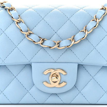 Chanel Lambskin Quilted Mini Rectangular Flap Light Blue 8 of 11