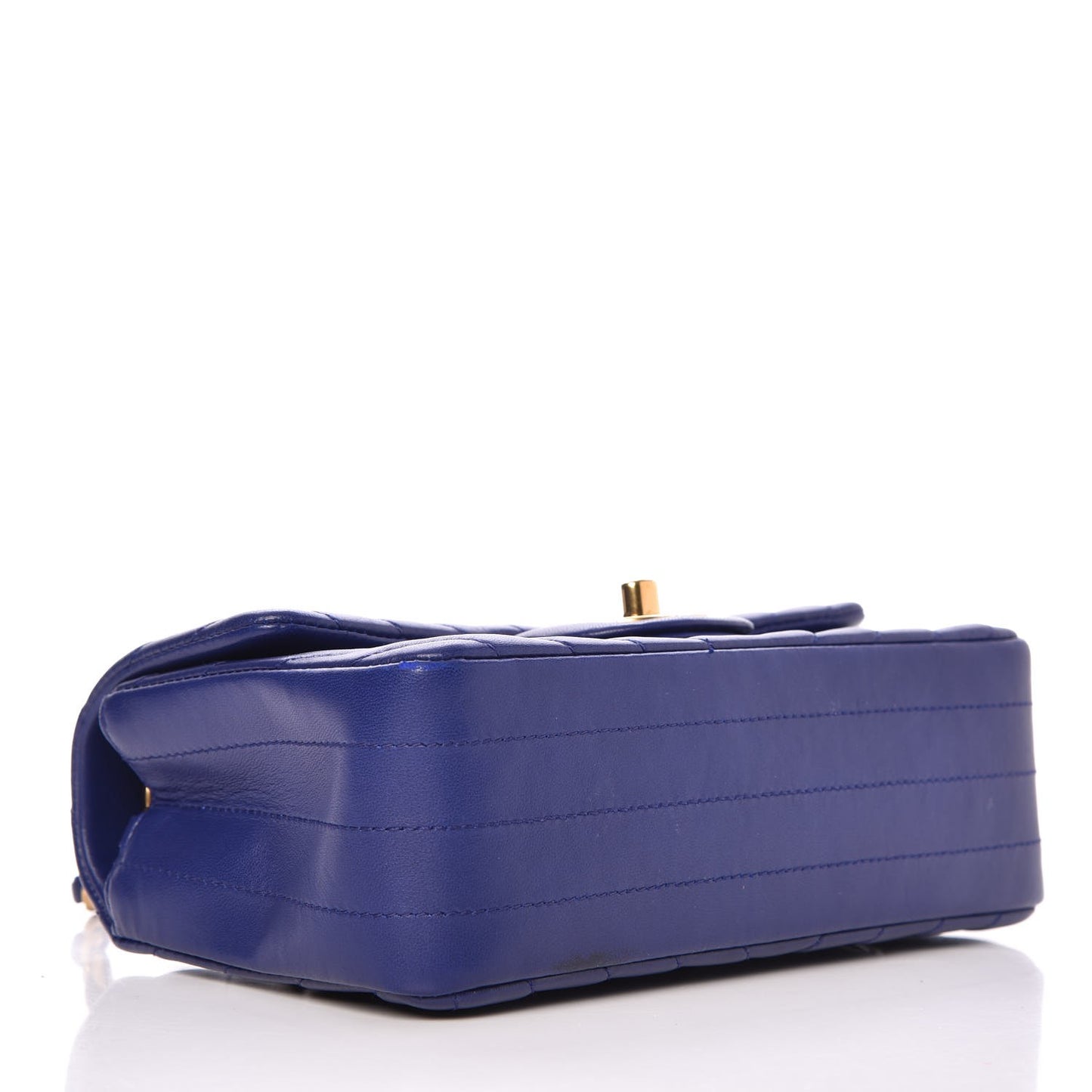 Lambskin Chevron Quilted Mini Rectangular Flap Blue