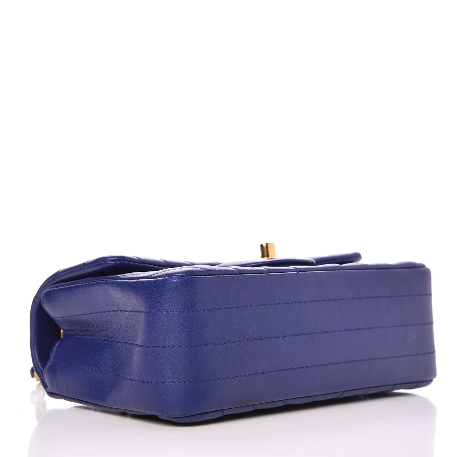 Chanel Lambskin Chevron Quilted Mini Rectangular Flap Blue 4 of 9
