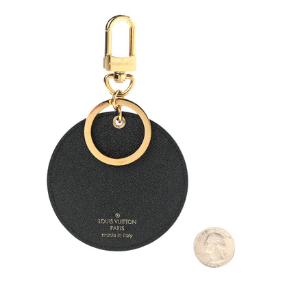Louis Vuitton Calfskin Lace Flower Inlay Bag Charm Key Holder Navy Black 2 of 3