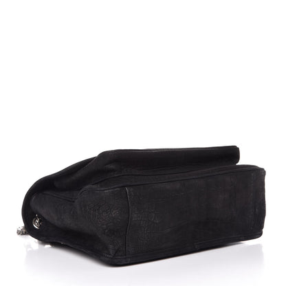 Saint Laurent Nubuck Crocodile Embossed Monogram Medium Niki Chain Satchel Black 5 of 8