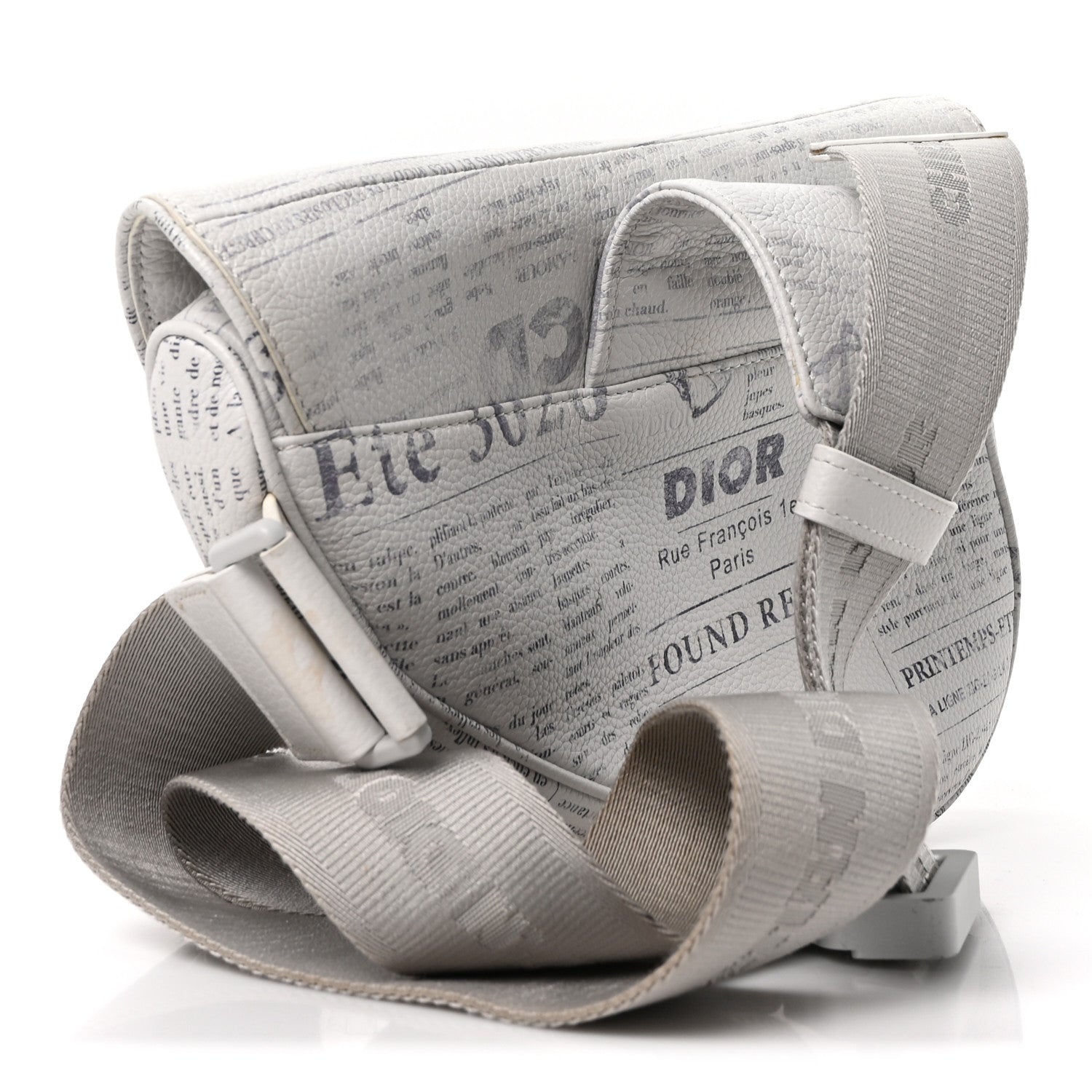 Christian Dior X DANIEL ARSHAM Grained Calfskin Newspaper Print Saddle Bag White 3 of 10
