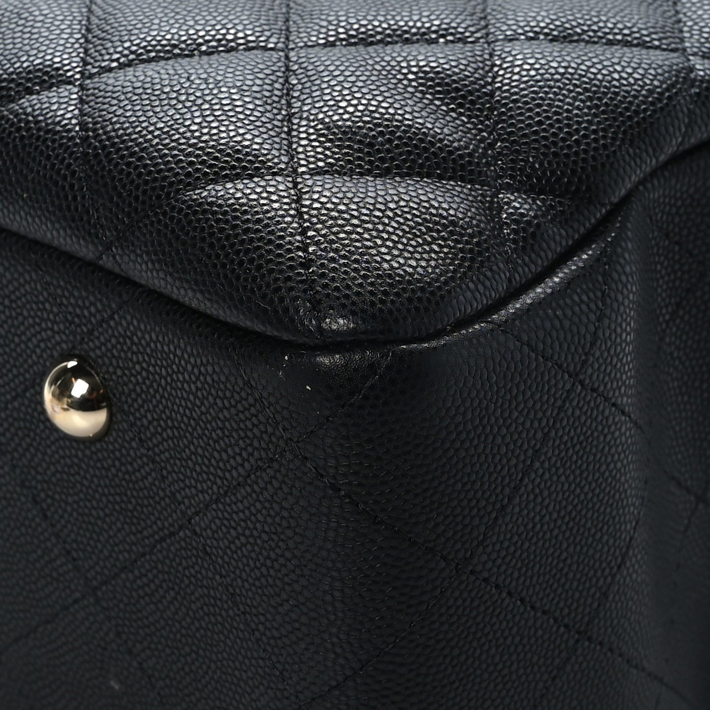 Caviar Quilted Large Shopping Tote Black