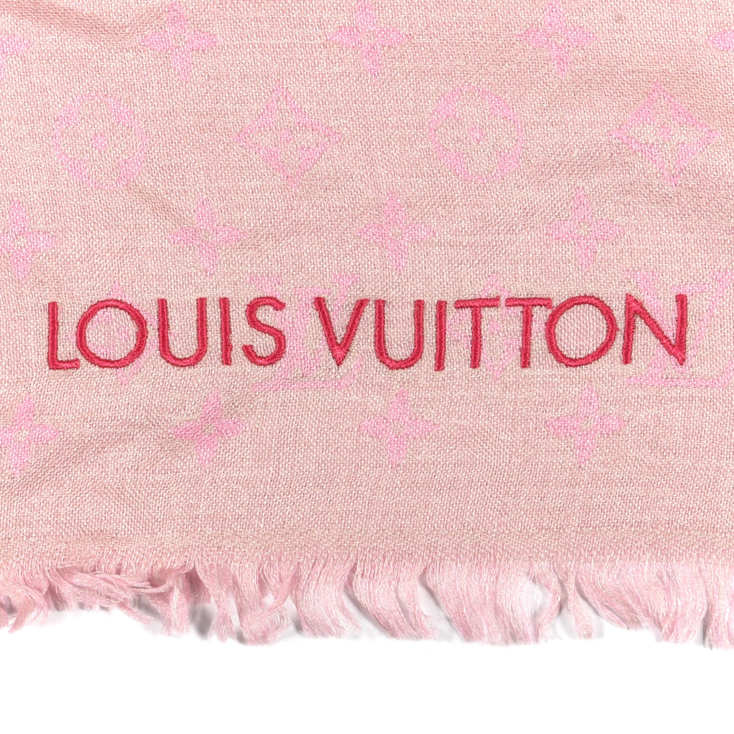 Louis Vuitton Silk Wool Monogram So LV Stole Blush 3 of 4