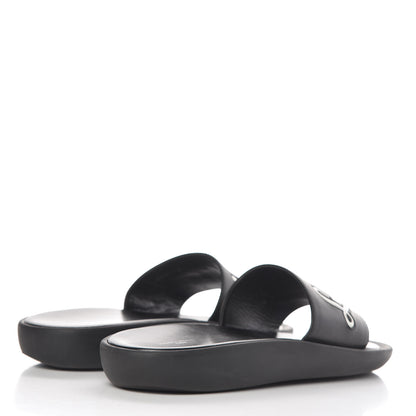 Louis Vuitton Calfskin Logo Sunbath Slide Sandals 39 Black 4 of 13