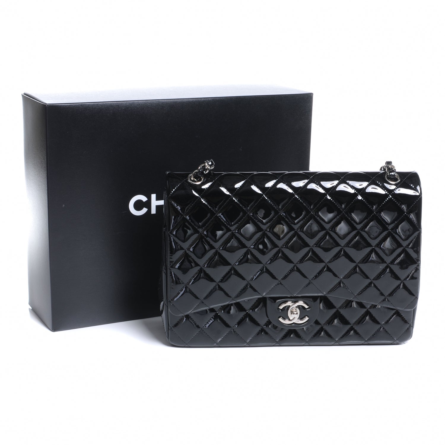 Chanel Patent Quilted Maxi Double Flap Black 9 of 9