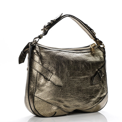 Burberry Metallic Grained Calfskin Medium Hobo Gold 3 of 8