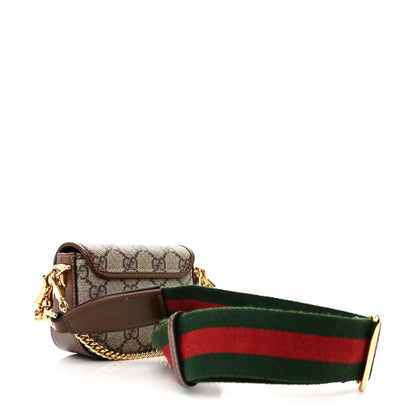 Gucci GG Supreme Monogram Azalea Calfskin Web Horsebit 1955 Wallet On Strap Beige Ebony Brown Sugar 3 of 11