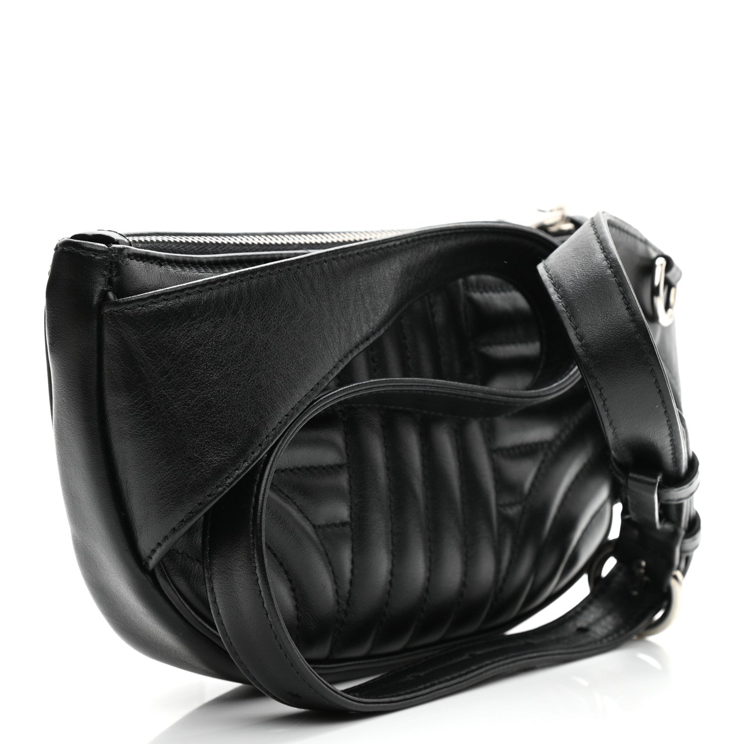Prada Soft Calfskin Impunture Diagramme Belt Bag Black 3 of 10