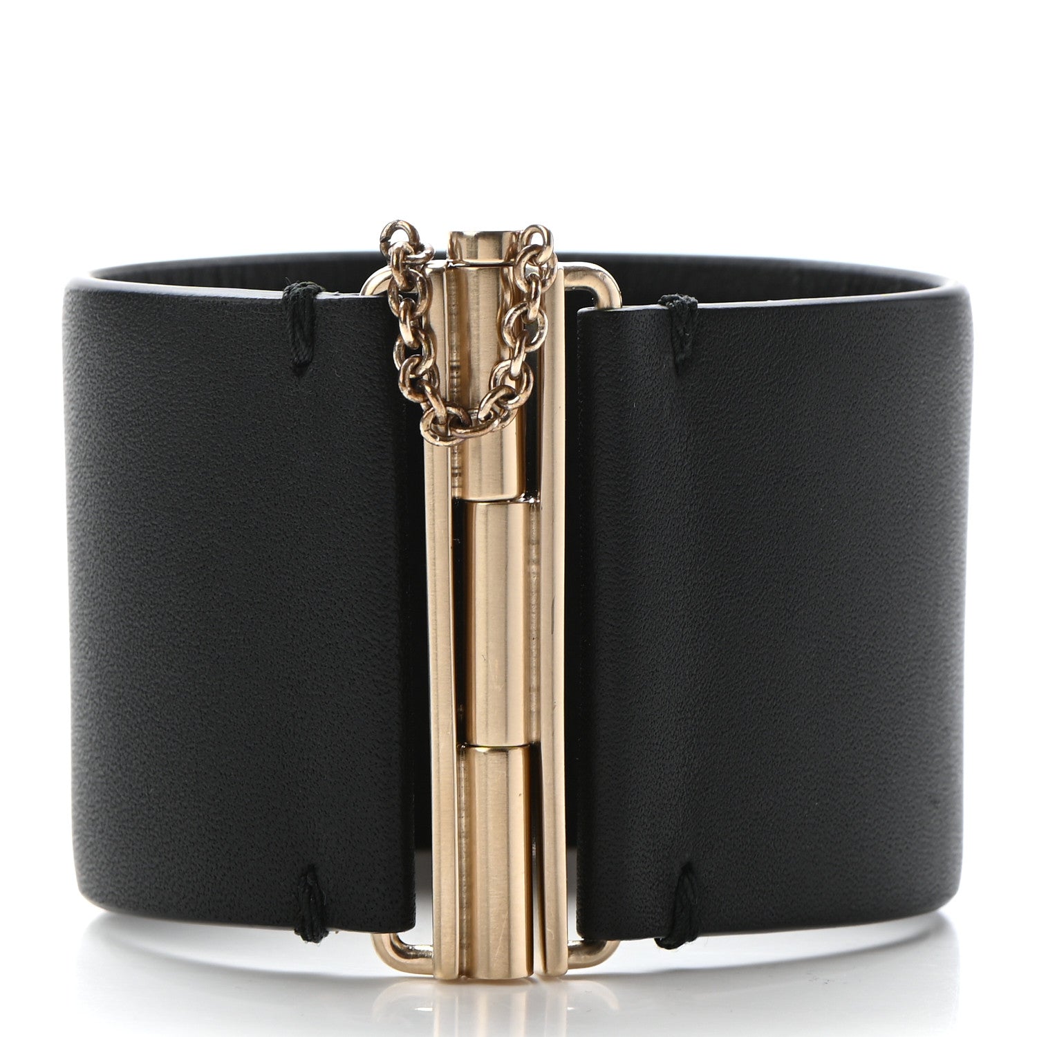 Chanel Calfskin CC Wide Cuff S Black Gold 3 of 6