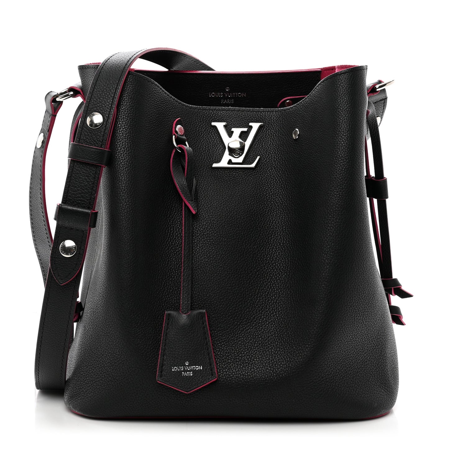 Calfskin Lockme Bucket Black