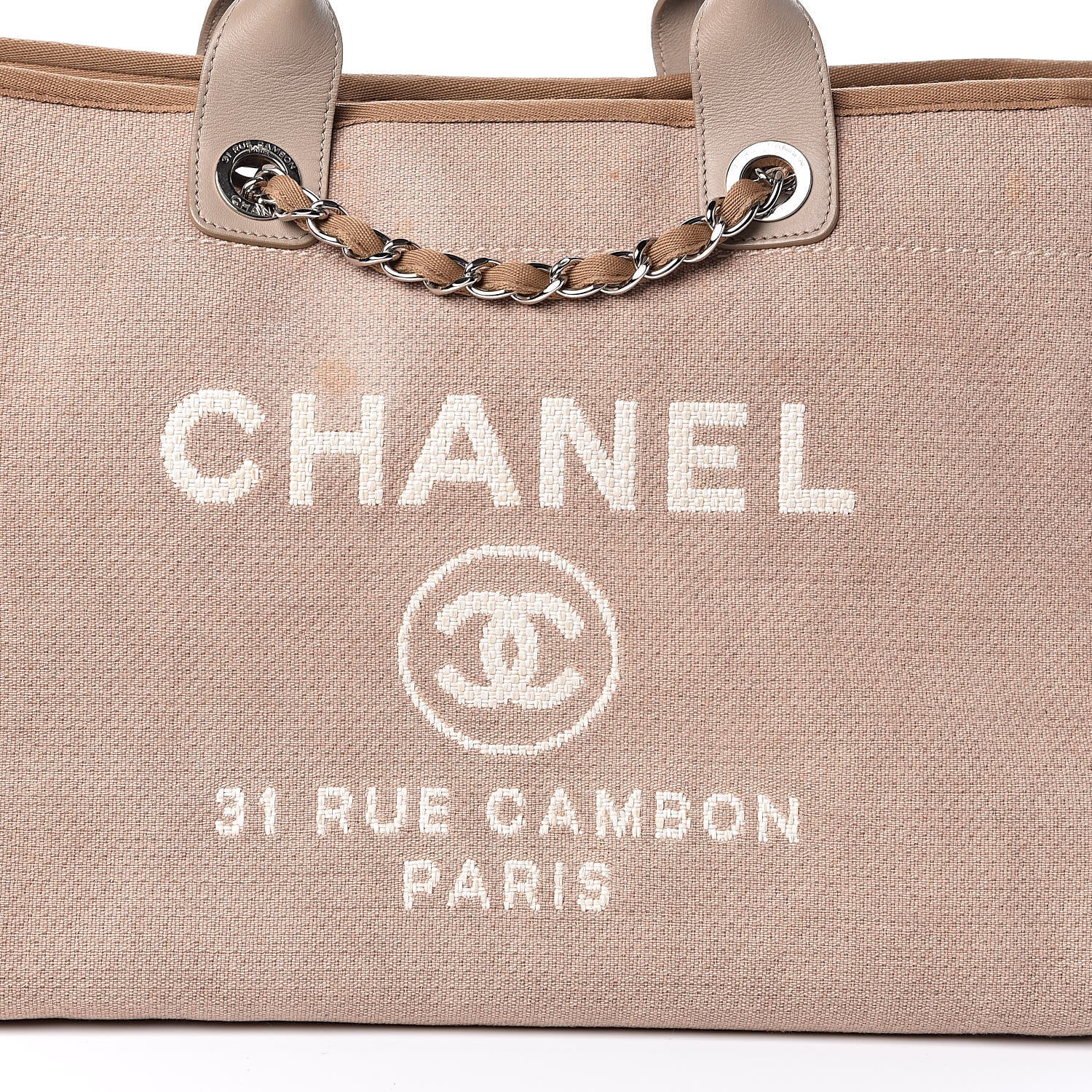 Chanel Canvas Large Deauville Tote Beige 9 of 9