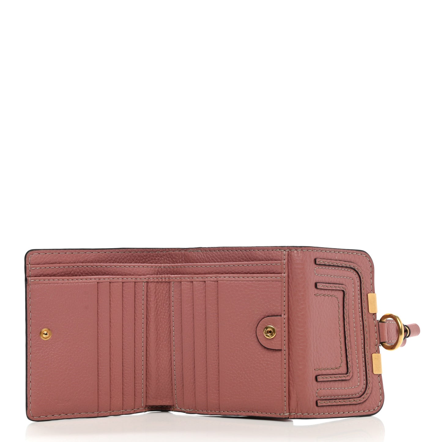 Grained Calfskin Marcie Square Wallet Pink