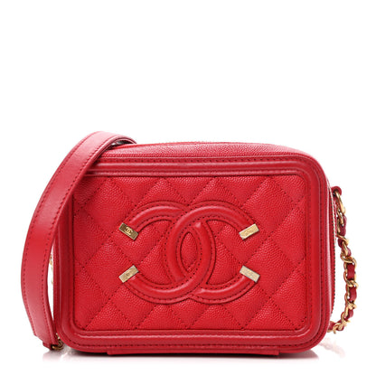 Chanel Caviar Quilted Filigree Vanity Clutch With Chain Red 1 of 4