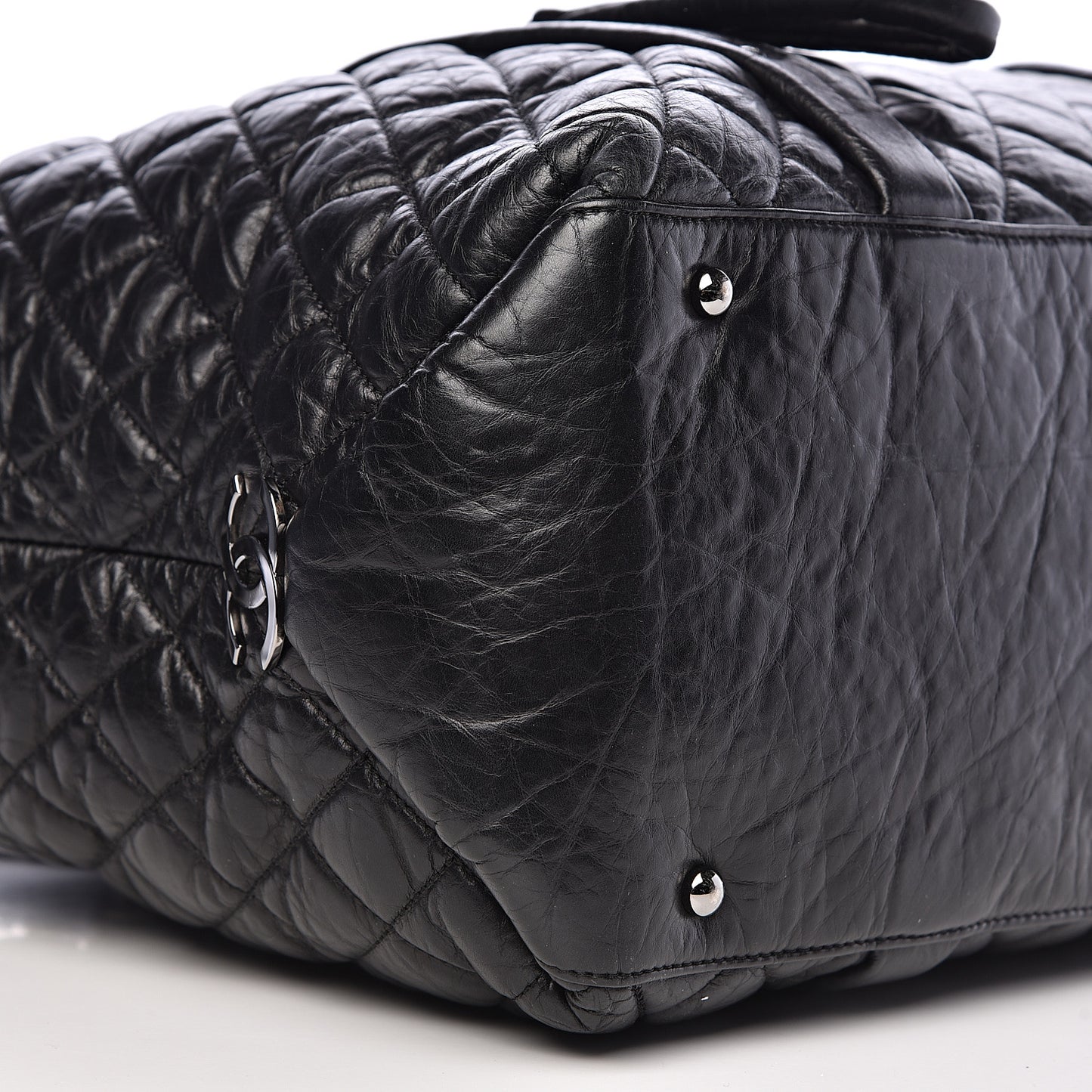 Distressed Lambskin Vintage Ligne Lady Braid XL Tote Black