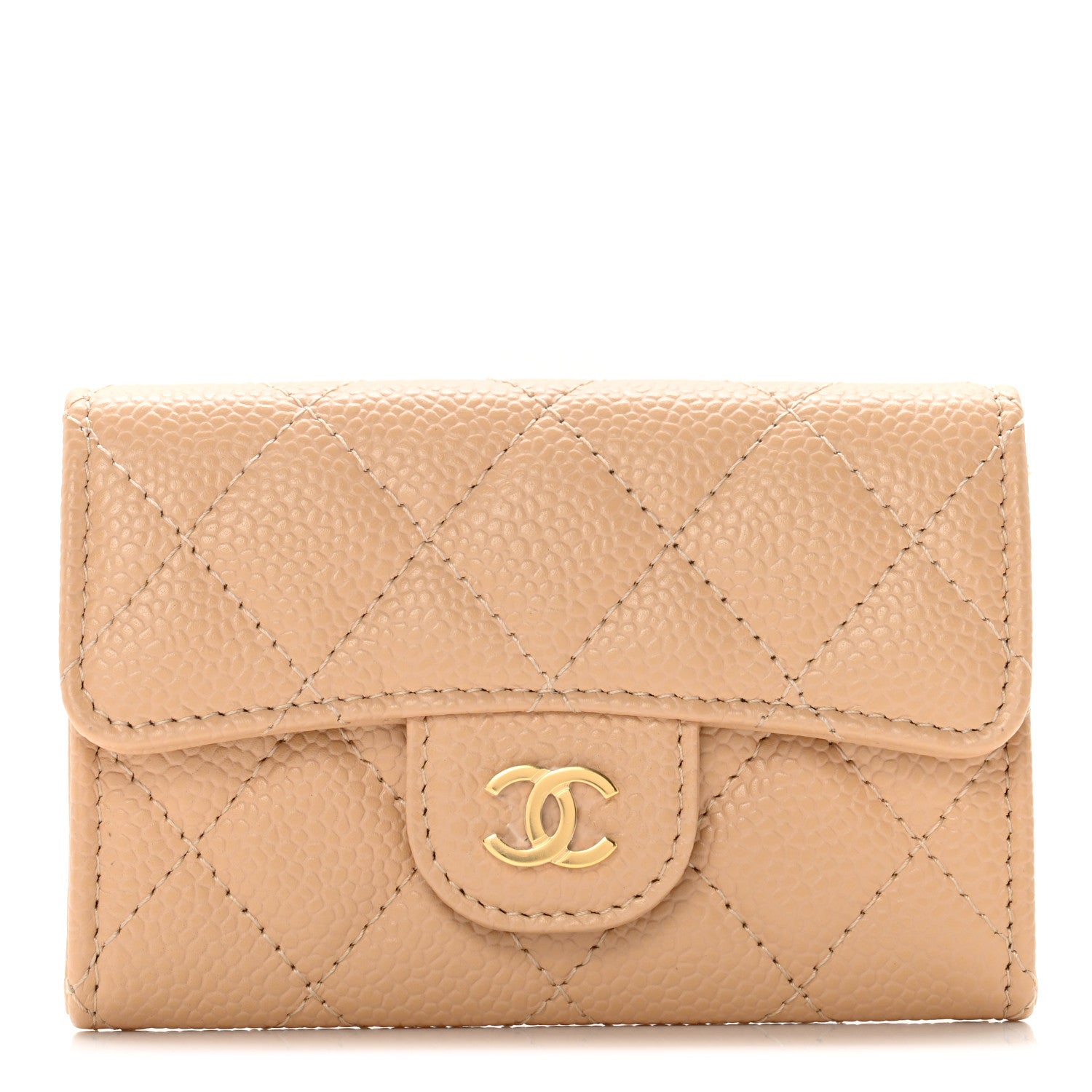 Chanel Caviar Quilted Flap Card Holder Wallet Light Beige 2 of 10