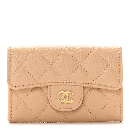 Chanel Caviar Quilted Flap Card Holder Wallet Light Beige 2 of 10