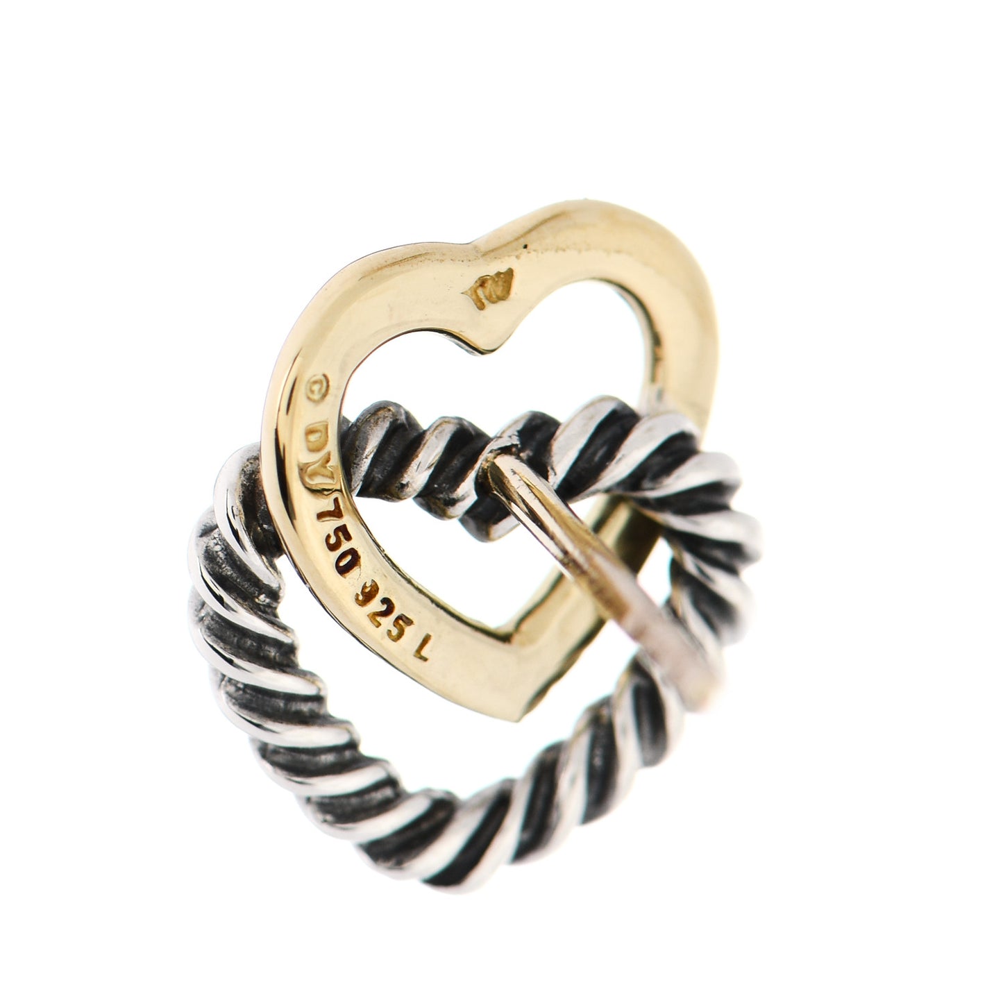 Sterling Silver 18K Yellow Gold Cable Interlocking Heart Earrings