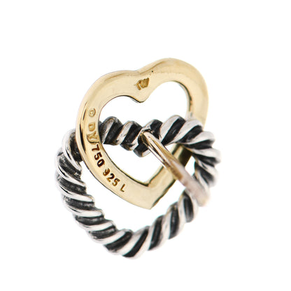 David Yurman Sterling Silver 18K Yellow Gold Cable Interlocking Heart Earrings 4 of 4
