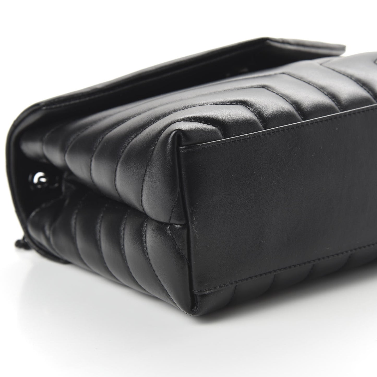 Calfskin Y Quilted Monogram Small Loulou Chain Satchel Black
