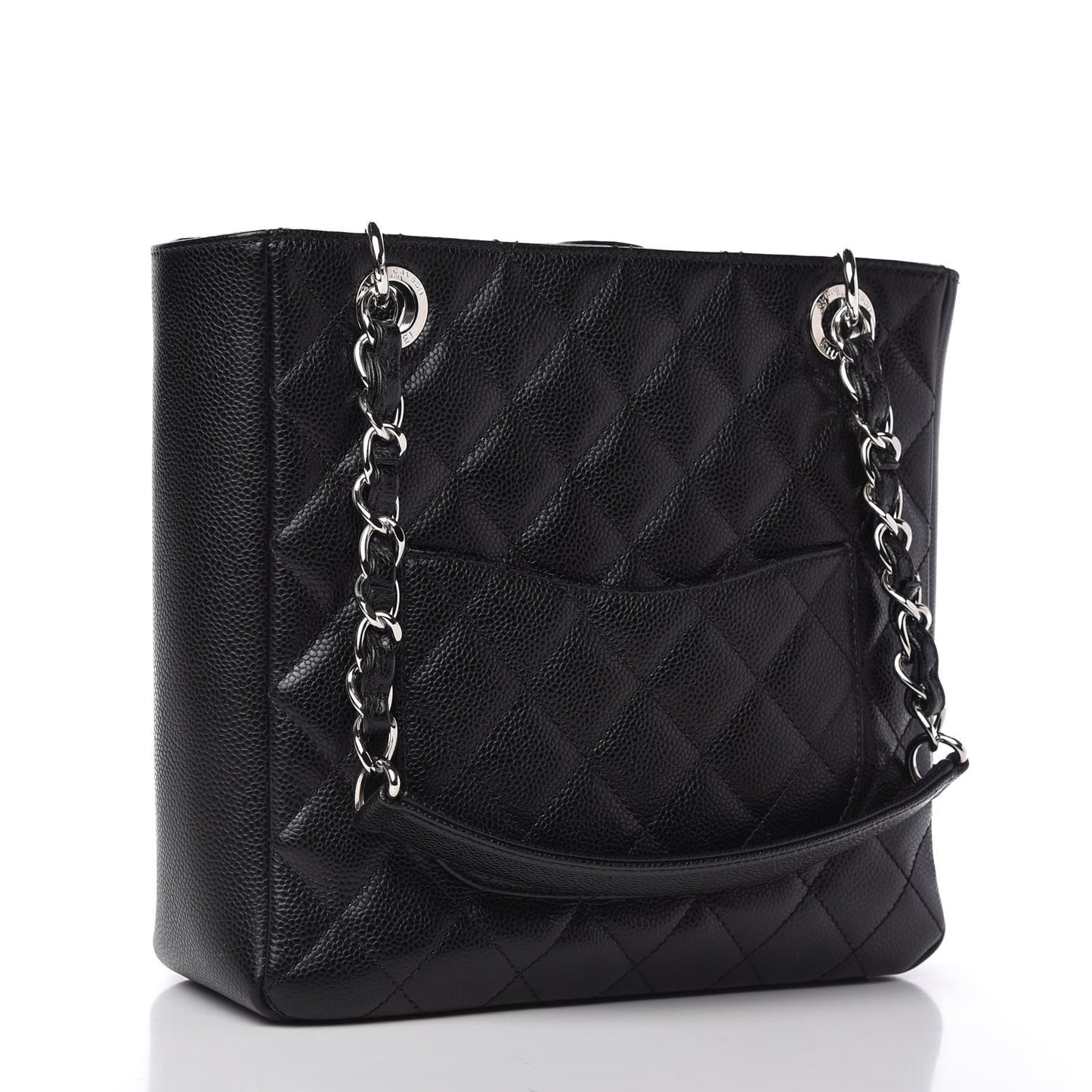 Caviar Quilted Petit Shopping Tote PST Black