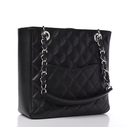 Chanel Caviar Quilted Petit Shopping Tote PST Black 3 of 10