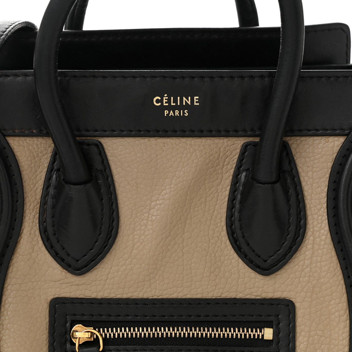 Elephant Calfskin Suede Tri-color Nano Luggage Sand